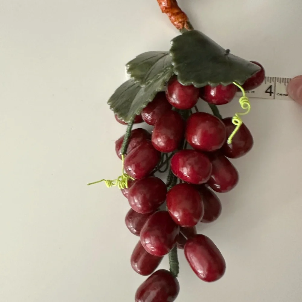 Vintage Stone Decorative Cluster of Red Grapes